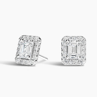 Emerald Kesim 2.00 Karat Laboratuvar Pırlanta Küpe