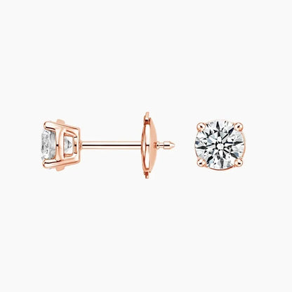 Yuvarlak Kesim 1.00 Karat Laboratuvar Pırlanta Küpe 18K - Bold Diamonds
