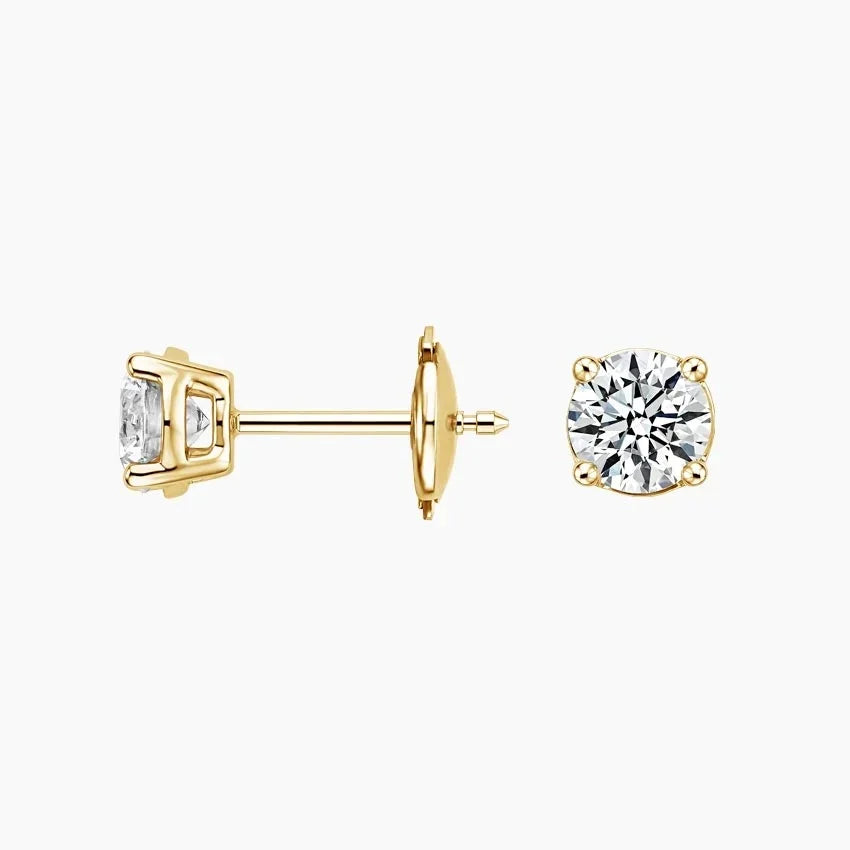 Yuvarlak Kesim 1.00 Karat Laboratuvar Pırlanta Küpe 18K - Bold Diamonds
