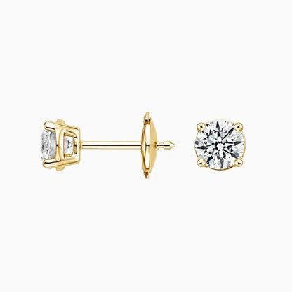 Yuvarlak Kesim 1.00 Karat Laboratuvar Pırlanta Küpe 18K - Bold Diamonds