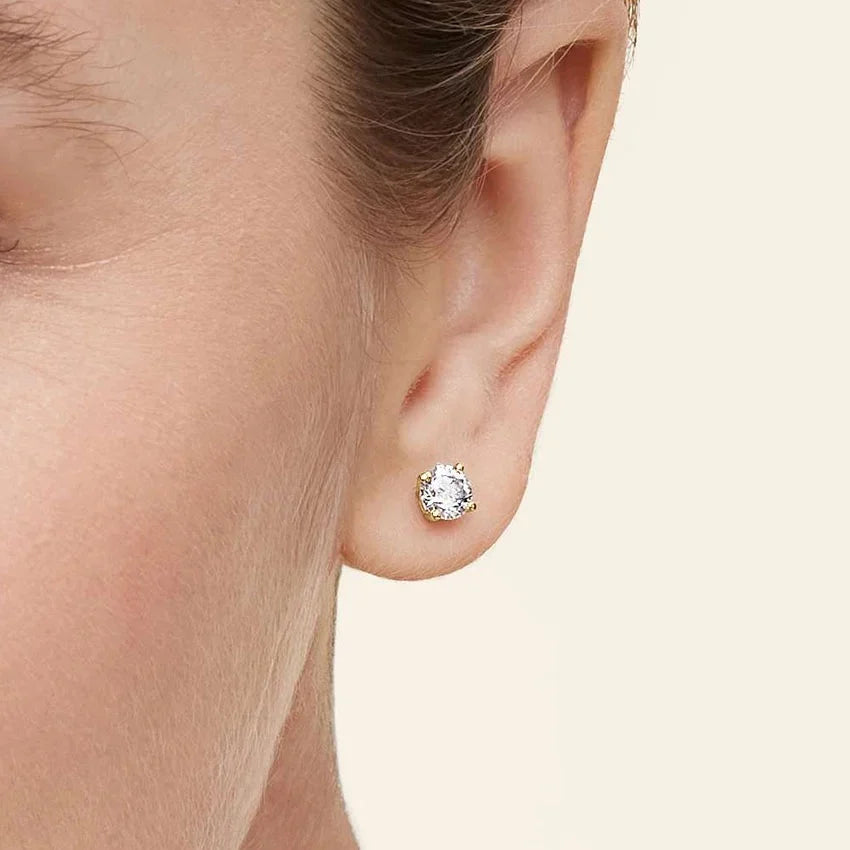 Yuvarlak Kesim 1.00 Karat Laboratuvar Pırlanta Küpe 18K - Bold Diamonds