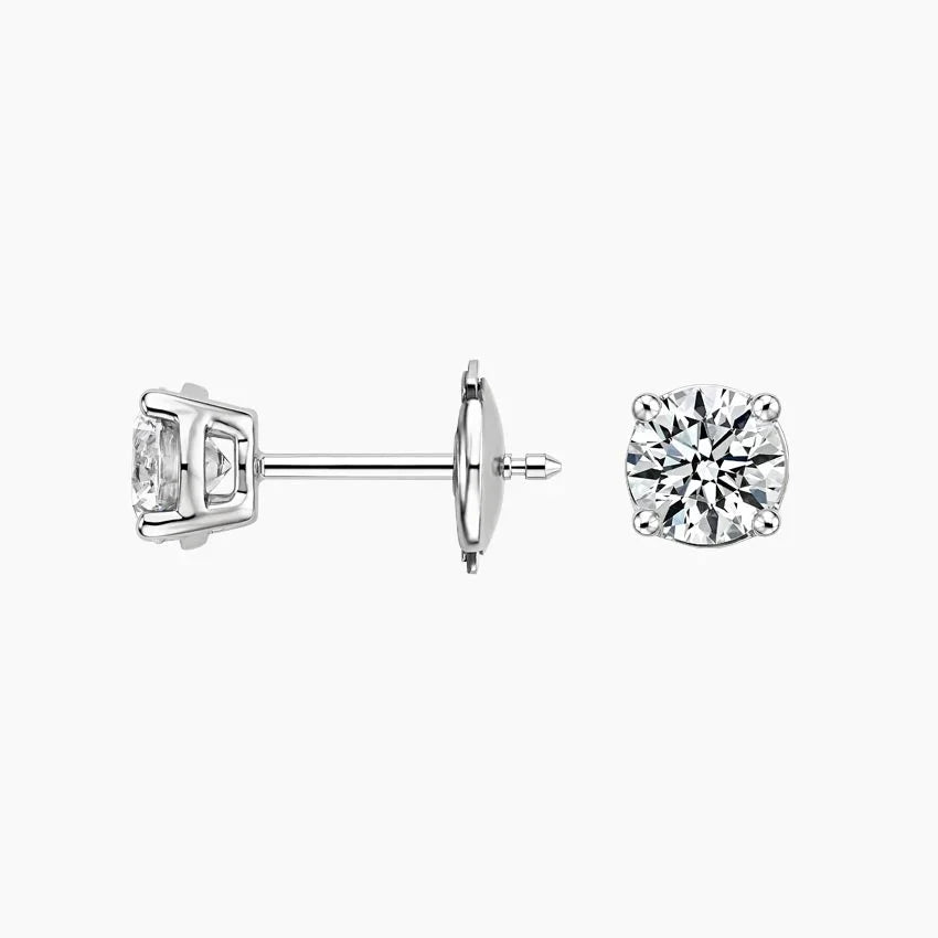 Yuvarlak Kesim 1.00 Karat Laboratuvar Pırlanta Küpe 18K - Bold Diamonds