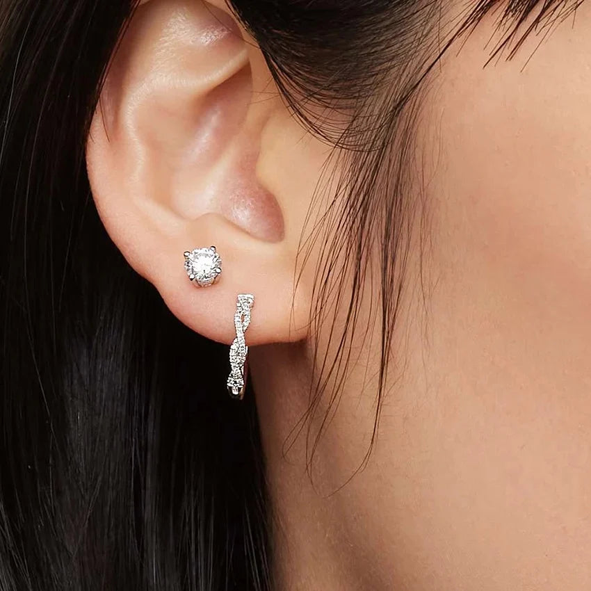 Yuvarlak Kesim 1.00 Karat Laboratuvar Pırlanta Küpe 18K - Bold Diamonds