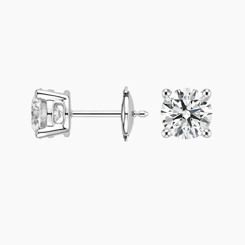 Yuvarlak Kesim 3.00 Karat Laboratuvar Pırlanta Küpe 18K - Bold Diamonds
