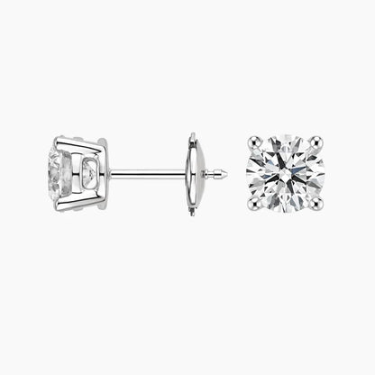Yuvarlak Kesim 3.00 Karat Laboratuvar Pırlanta Küpe 18K - Bold Diamonds