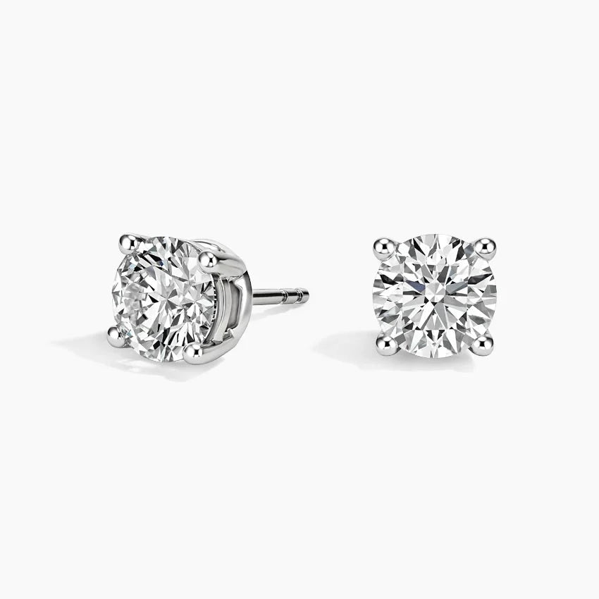 Yuvarlak Kesim 3.00 Karat Laboratuvar Pırlanta Küpe 18K - Bold Diamonds