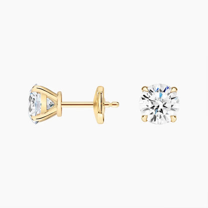 Yuvarlak Kesim Pençe Tırnak 3.00 Karat Laboratuvar Pırlanta Küpe 18K - Bold Diamonds