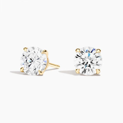 Yuvarlak Kesim Pençe Tırnak 3.00 Karat Laboratuvar Pırlanta Küpe 18K - Bold Diamonds