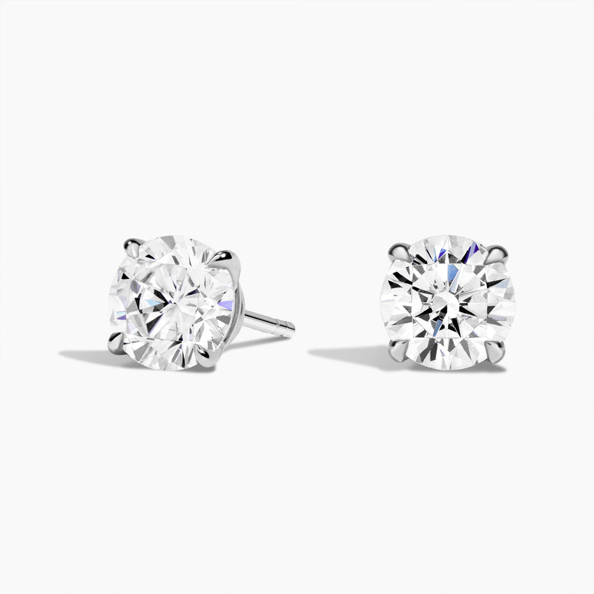 Yuvarlak Kesim Pençe Tırnak 3.00 Karat Laboratuvar Pırlanta Küpe 18K - Bold Diamonds