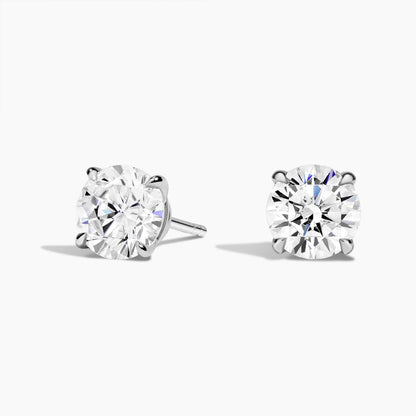Yuvarlak Kesim Pençe Tırnak 3.00 Karat Laboratuvar Pırlanta Küpe 18K - Bold Diamonds