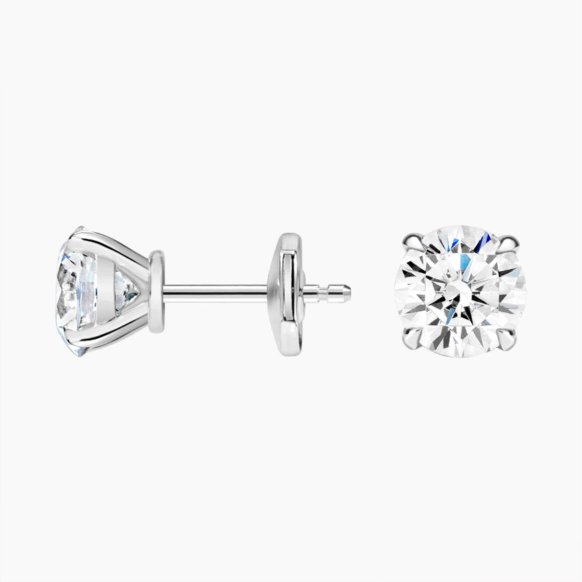 Yuvarlak Kesim Pençe Tırnak 3.00 Karat Laboratuvar Pırlanta Küpe 18K - Bold Diamonds