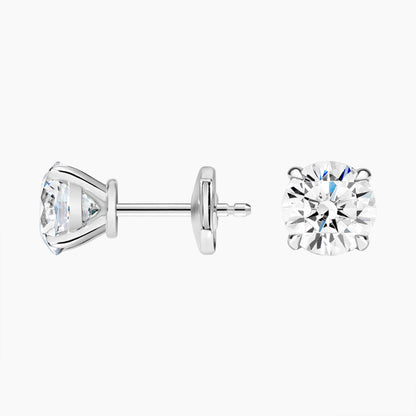 Yuvarlak Kesim Pençe Tırnak 3.00 Karat Laboratuvar Pırlanta Küpe 18K - Bold Diamonds