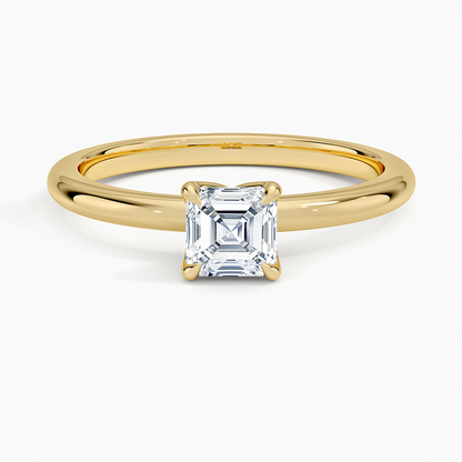 0.50 Karat F-VS Asscher Tektaş Laboratuvar Pırlanta Yüzük 18K - Bold Diamonds