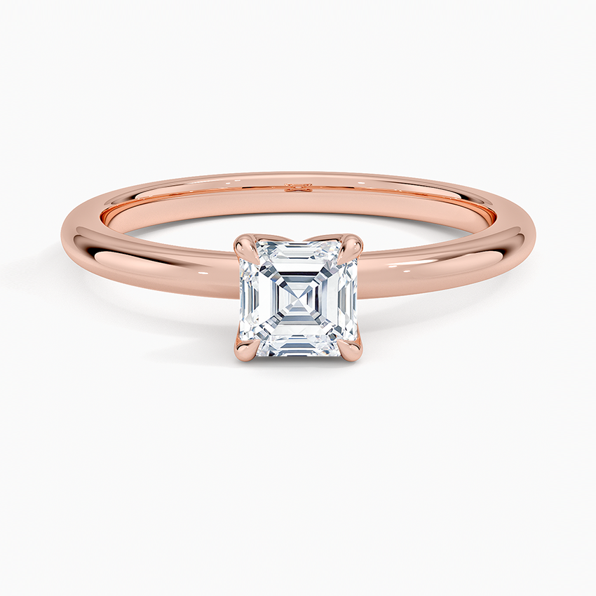 0.50 Karat F-VS Asscher Tektaş Laboratuvar Pırlanta Yüzük 18K - Bold Diamonds