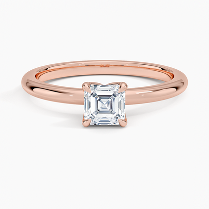 0.50 Karat F-VS Asscher Tektaş Laboratuvar Pırlanta Yüzük 18K - Bold Diamonds