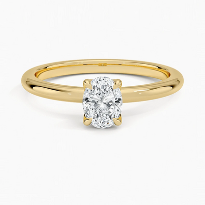 0.50 Karat F-VS Oval Tektaş Laboratuvar Pırlanta Yüzük 18 K - Bold Diamonds