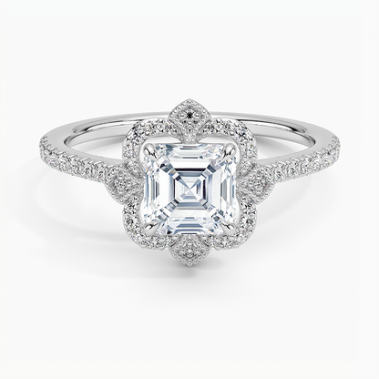 1,20 Karat Asscher Halo Tasarım Tektaş Laboratuvar Pırlanta Yüzük 18K -Coronna - Bold Diamonds