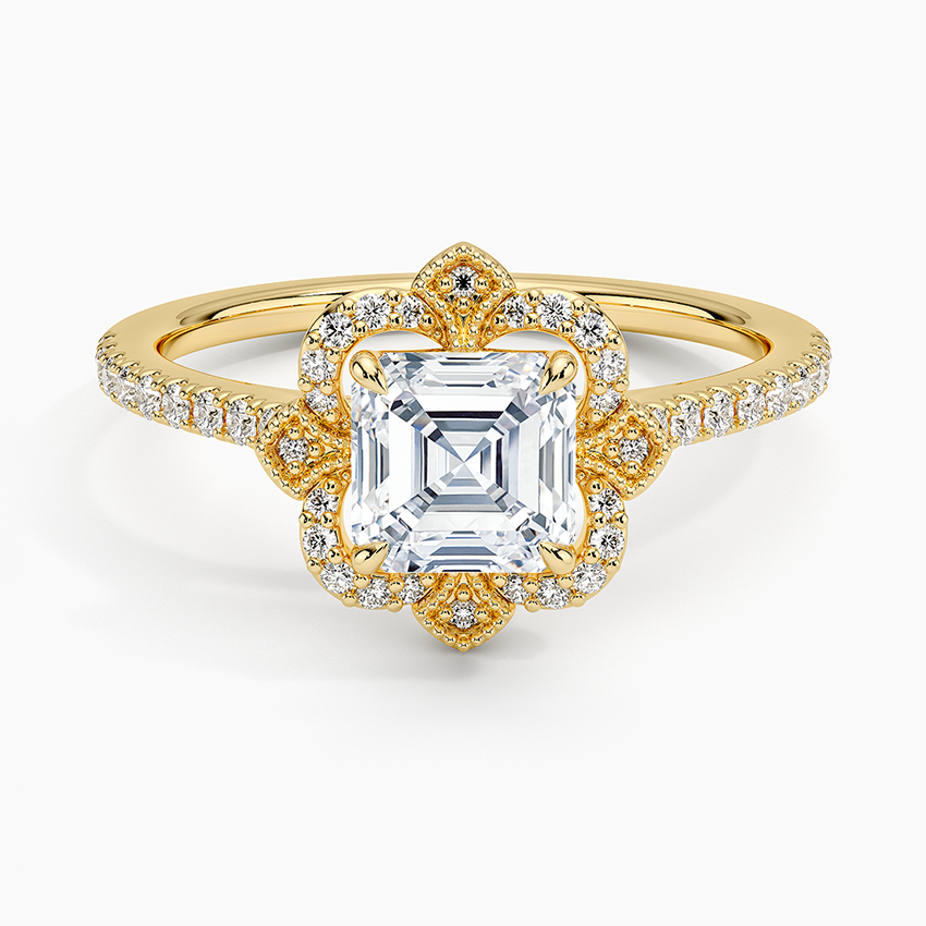 1,20 Karat Asscher Halo Tasarım Tektaş Laboratuvar Pırlanta Yüzük 18K -Coronna - Bold Diamonds