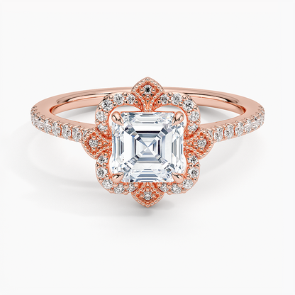 1,20 Karat Asscher Halo Tasarım Tektaş Laboratuvar Pırlanta Yüzük 18K -Coronna - Bold Diamonds