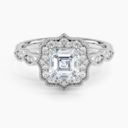 1,20 Karat Asscher Halo Tasarım Tektaş Laboratuvar Pırlanta Yüzük 18K - Radiara - Bold Diamonds