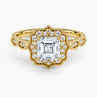 1,20 Karat Asscher Halo Tasarım Tektaş Laboratuvar Pırlanta Yüzük 18K - Radiara - Bold Diamonds