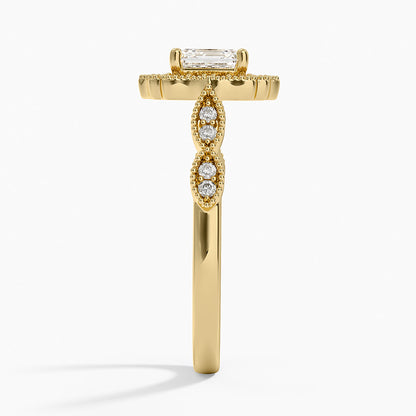 1,20 Karat Asscher Halo Tasarım Tektaş Laboratuvar Pırlanta Yüzük 18K - Radiara - Bold Diamonds