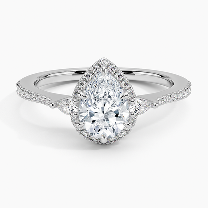 1.20 Karat Damla Halo Tasarım Tektaş Laboratuvar Pırlanta Yüzük  18K -Vittora - Bold Diamonds