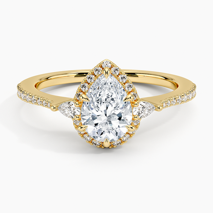 1.20 Karat Damla Halo Tasarım Tektaş Laboratuvar Pırlanta Yüzük  18K -Vittora - Bold Diamonds