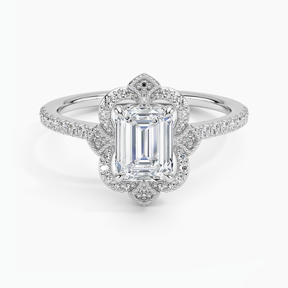 1,20 Karat Emerald Halo Tasarım Tektaş Laboratuvar Pırlanta Yüzük 18K -Coronna - Bold Diamonds