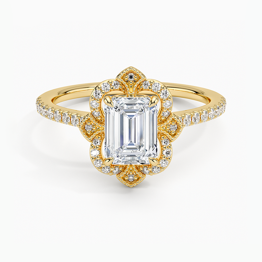 1,20 Karat Emerald Halo Tasarım Tektaş Laboratuvar Pırlanta Yüzük 18K -Coronna - Bold Diamonds