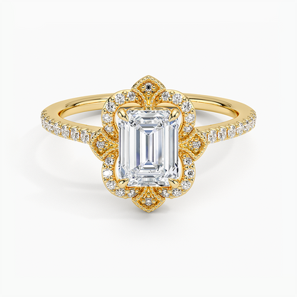 1,20 Karat Emerald Halo Tasarım Tektaş Laboratuvar Pırlanta Yüzük 18K -Coronna - Bold Diamonds