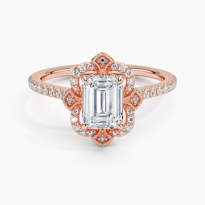 1,20 Karat Emerald Halo Tasarım Tektaş Laboratuvar Pırlanta Yüzük 18K -Coronna - Bold Diamonds