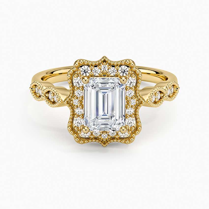 1,20 Karat Emerald Halo Tasarım Tektaş Laboratuvar Pırlanta Yüzük 18K -Radiara - Bold Diamonds
