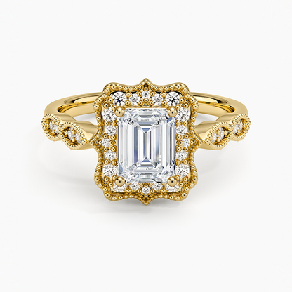 1,20 Karat Emerald Halo Tasarım Tektaş Laboratuvar Pırlanta Yüzük 18K -Radiara - Bold Diamonds