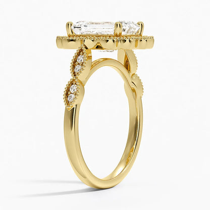 1,20 Karat Emerald Halo Tasarım Tektaş Laboratuvar Pırlanta Yüzük 18K -Radiara - Bold Diamonds