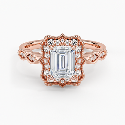 1,20 Karat Emerald Halo Tasarım Tektaş Laboratuvar Pırlanta Yüzük 18K -Radiara - Bold Diamonds