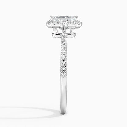 1.20 Karat Emerald Halo Tasarım Tektaş Laboratuvar Pırlanta Yüzük 18k  -Vittora - Bold Diamonds