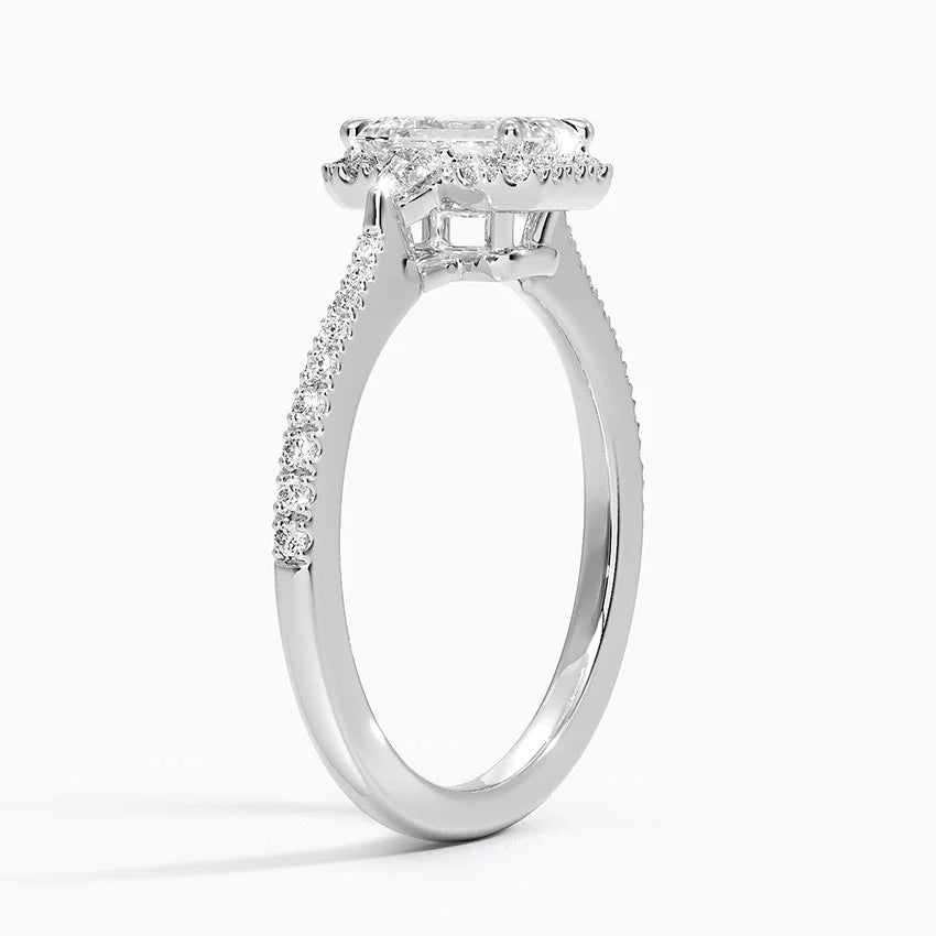 1.20 Karat Emerald Halo Tasarım Tektaş Laboratuvar Pırlanta Yüzük 18k  -Vittora - Bold Diamonds