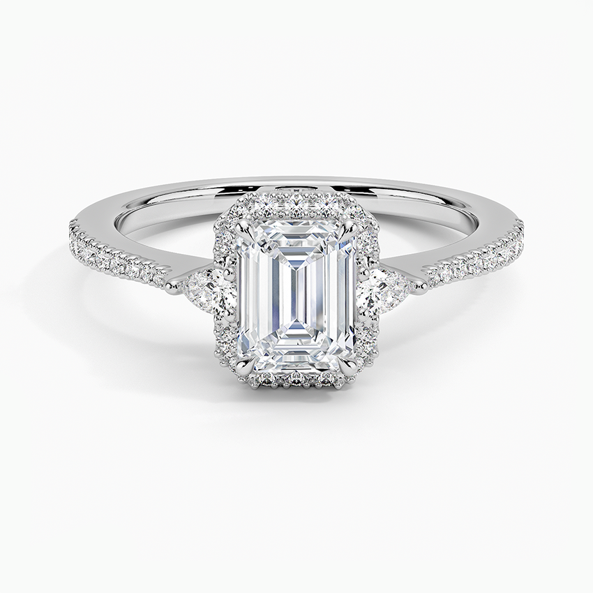 1.20 Karat Emerald Halo Tasarım Tektaş Laboratuvar Pırlanta Yüzük 18k  -Vittora - Bold Diamonds