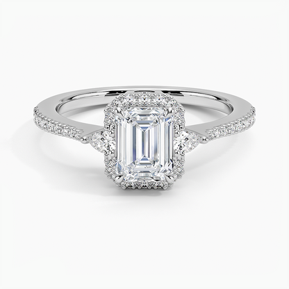1.20 Karat Emerald Halo Tasarım Tektaş Laboratuvar Pırlanta Yüzük 18k  -Vittora - Bold Diamonds
