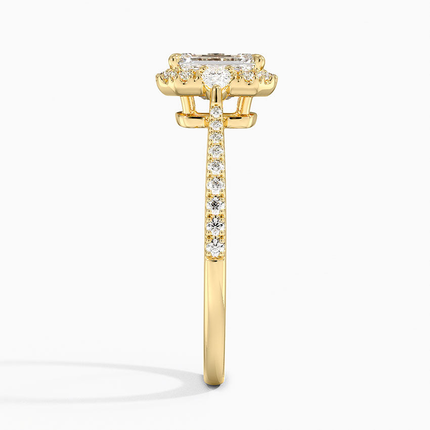 1.20 Karat Emerald Halo Tasarım Tektaş Laboratuvar Pırlanta Yüzük 18k  -Vittora - Bold Diamonds