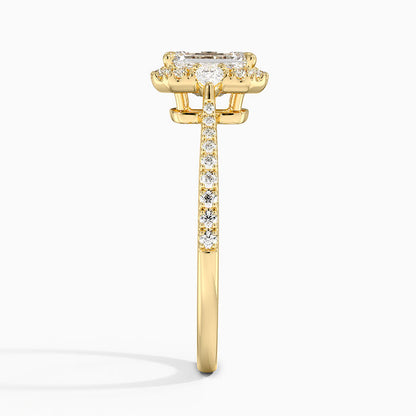 1.20 Karat Emerald Halo Tasarım Tektaş Laboratuvar Pırlanta Yüzük 18k  -Vittora - Bold Diamonds