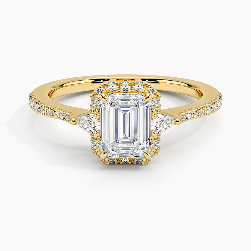 1.20 Karat Emerald Halo Tasarım Tektaş Laboratuvar Pırlanta Yüzük 18k  -Vittora - Bold Diamonds