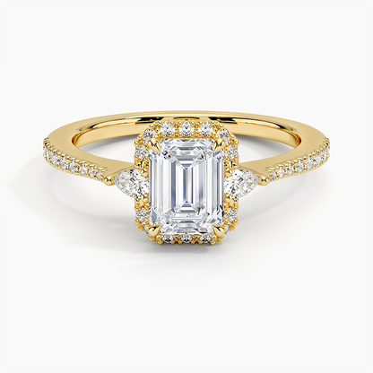 1.20 Karat Emerald Halo Tasarım Tektaş Laboratuvar Pırlanta Yüzük 18k  -Vittora - Bold Diamonds