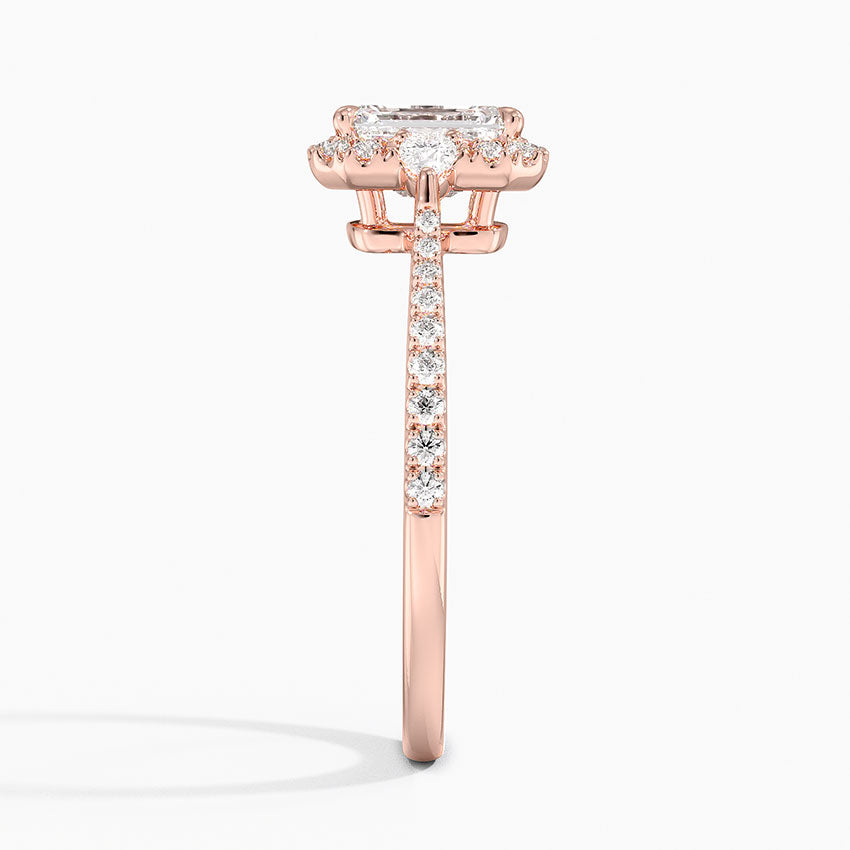 1.20 Karat Emerald Halo Tasarım Tektaş Laboratuvar Pırlanta Yüzük 18k  -Vittora - Bold Diamonds