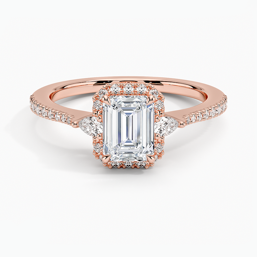 1.20 Karat Emerald Halo Tasarım Tektaş Laboratuvar Pırlanta Yüzük 18k  -Vittora - Bold Diamonds