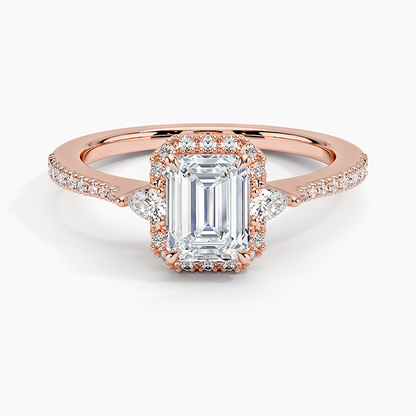1.20 Karat Emerald Halo Tasarım Tektaş Laboratuvar Pırlanta Yüzük 18k  -Vittora - Bold Diamonds