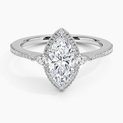 1.20 Karat Marquise Halo Tasarım Tektaş Laboratuvar Pırlanta Yüzük  18K -Vittora - Bold Diamonds