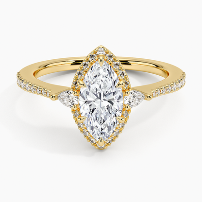 1.20 Karat Marquise Halo Tasarım Tektaş Laboratuvar Pırlanta Yüzük  18K -Vittora - Bold Diamonds