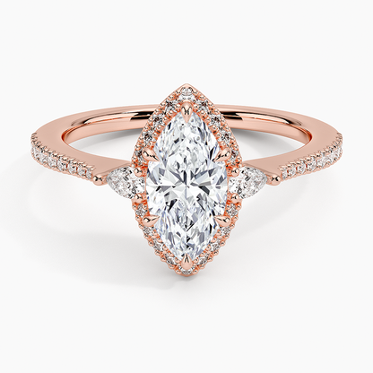 1.20 Karat Marquise Halo Tasarım Tektaş Laboratuvar Pırlanta Yüzük  18K -Vittora - Bold Diamonds